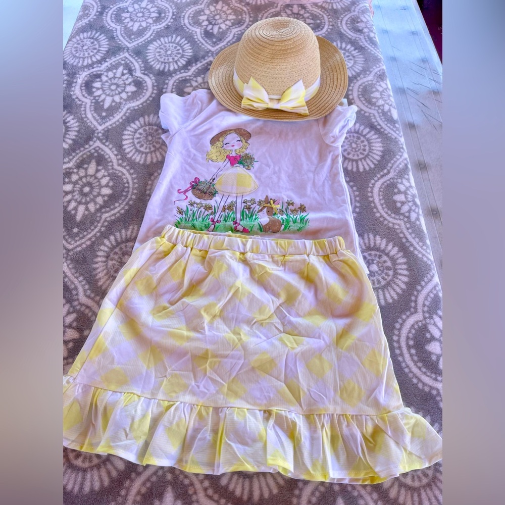 Max Studio 3 piece shirt, skirt and hat girl size 7/8